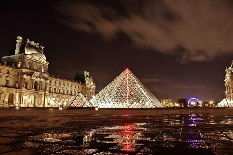 louvre, paris, france, architecture, art, building, city, evening, illuminated, light, travel, glass pyramid, pyramid, landmark, famous, tourist attraction, places of interest, louvre, paris, paris, paris, paris, paris, france, france